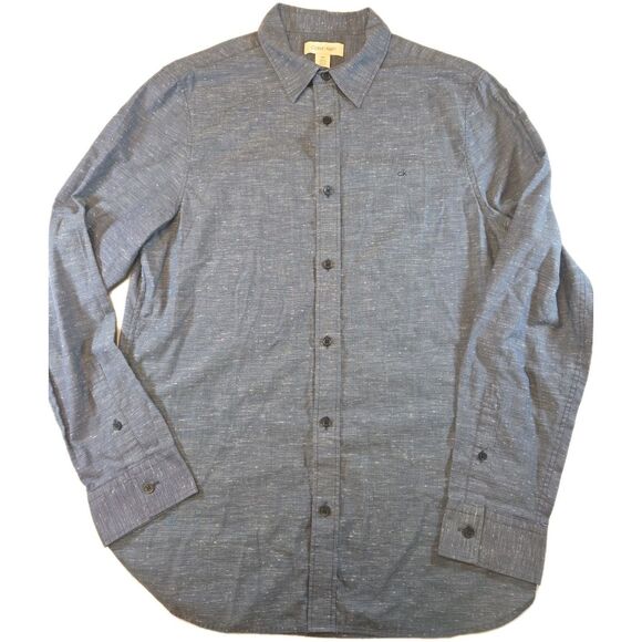 CALVIN KLEIN blue long sleeve shirt men's M modern fit cotton - Picture 1 of 5